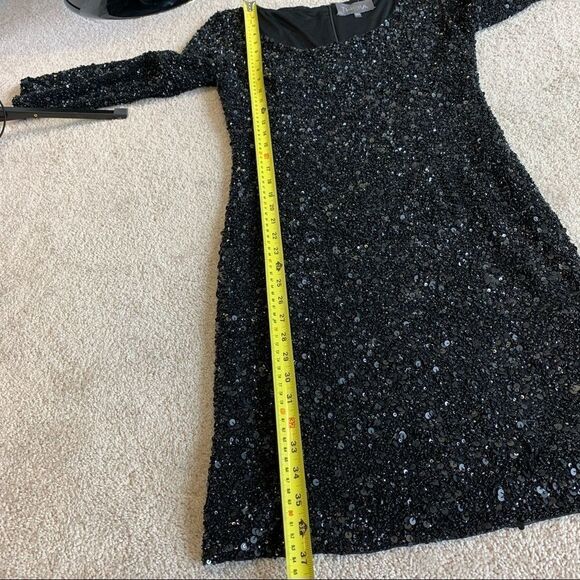 THEIA couture sequin sheath black dress sz 12 - Picture 9 of 11